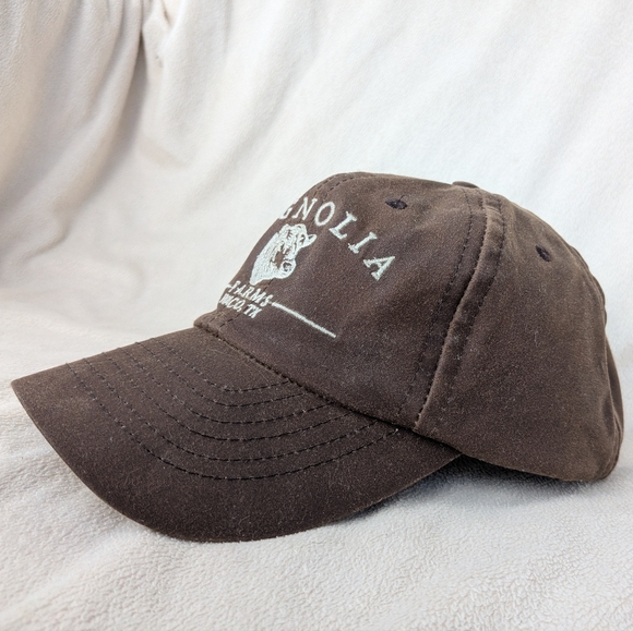 Magnolia Farms Brown Faux Leather Distressed Adjustable Baseball Cap Hat Waco TX - Picture 4 of 12
